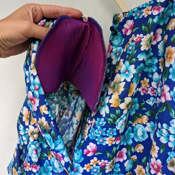 VINTAGE Adrian Lee ditsy floral lace collar dress cottagecore - Picture 6 of 11